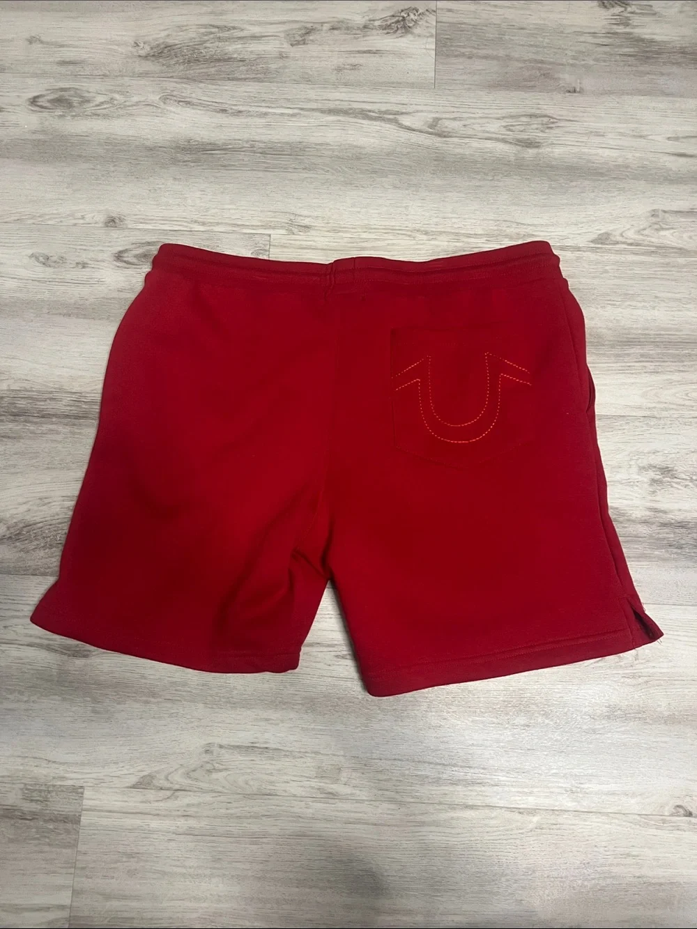 True Religion Men's Red Athletic Logo Knit Shorts